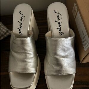 Free People Zoe Platform Silver Size 36